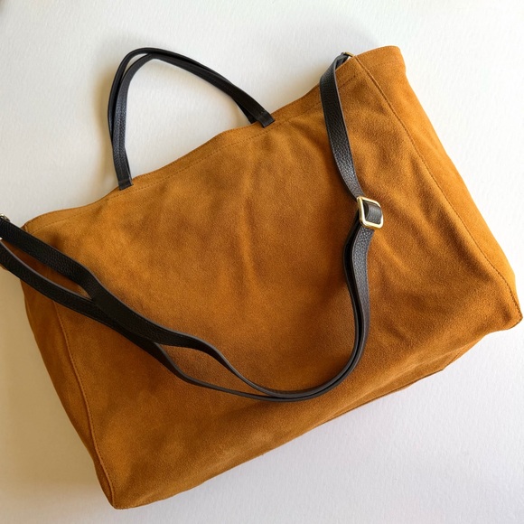 Mark & Graham Boho Suede Camel Brown Large Slouchy Hobo Tote Bag - Picture 6 of 15